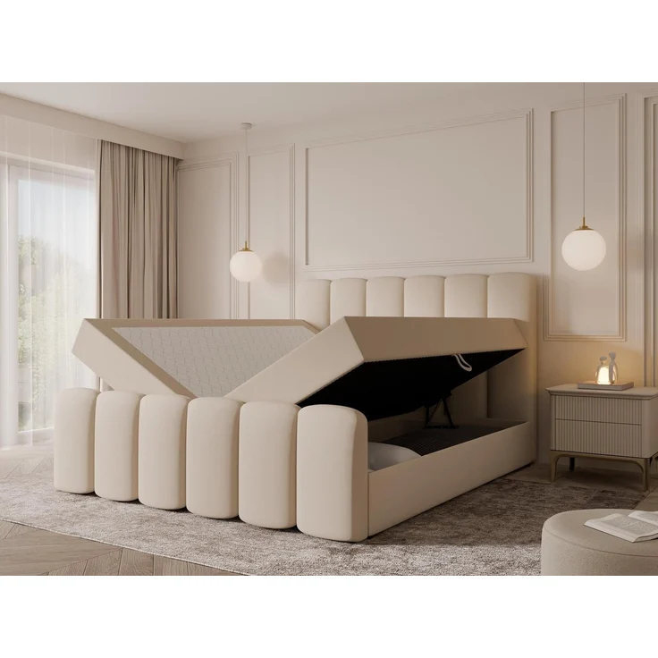 Compleo Boxbett Wolkenbett, Bequem H3 CAOBA, Doppelbett gepolstertes Kopfteil mit Bettkasten – Bild 2