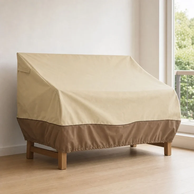Outdoor-Sofa-Schutzhülle, 210D Oxford-Gewebe, Beige-Braun, 147 x 83 x 79 cm – Bild 2