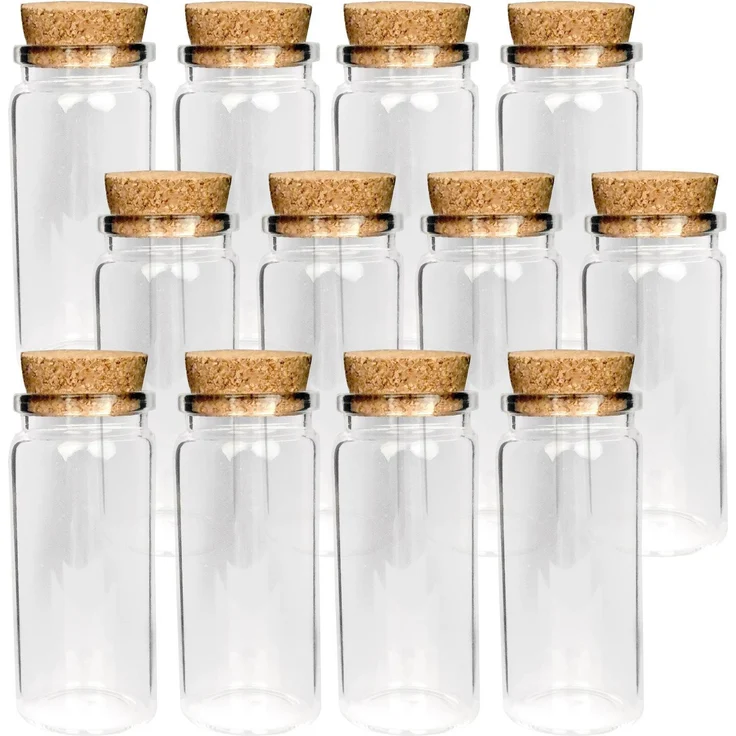 Mini Glasflaschen mit Korken 50ml ( 24er Pack ) - Kleine Glasfläschchen zum Befüllen - Reagenzglas Glas für Hochzeit - Mini Gläser Gastgeschenke – Bild 1
