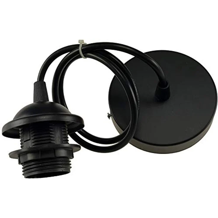 Hängeleuchte mit E27 Fassung, 80cm Kabel Ø 40mm für Lampenschirme, schwarz – Bild 6