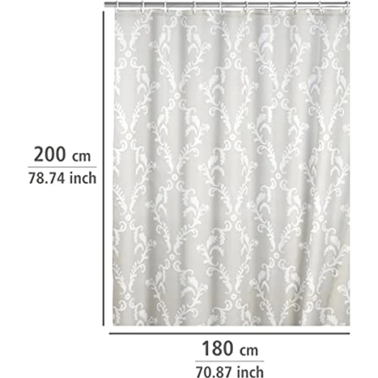 WENKO BAROQUE Duschvorhang 180 x 200 cm, Beige, waschbar – Bild 10