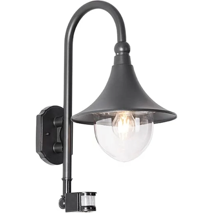 Qazqa Außen-Wandleuchte Daphne, ohne Leuchtmittel, E27, Schwarz, Klassisch / Antik, Aluminium, 1-flammig – Bild 1