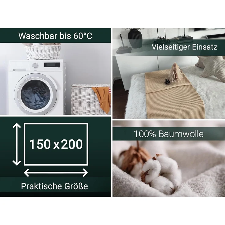 ZOLLNER Sofadecke in 150x200 cm, in der Farbe beige – Bild 4