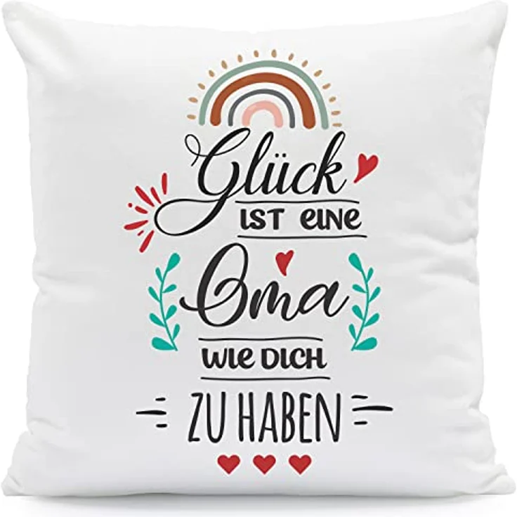 GRAVURZEILE Zierkissen mit Spruch - Glück ist - Geschenk für Freunde & Familie -, starke Farben ohne verblassen - Oma - mit Füllung – Bild 2