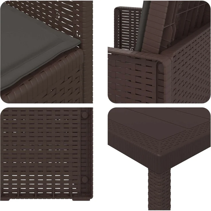 vidaXL Garten Essgruppe 5 stk. 4-Sitzer Braun und Anthrazit PP 3430060 – Bild 8