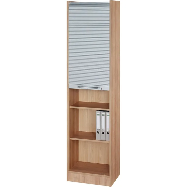 Rollladenschrank 50cm, 5OH RE Nussbaum / Silber