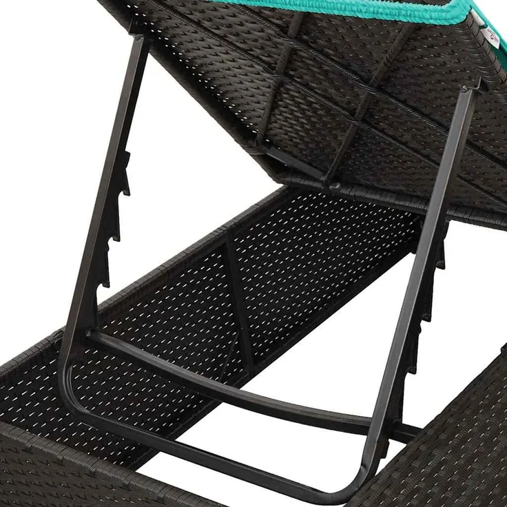 vidaXL Doppelte Sonnenliege Türkis Poly-Rattan 3376135 – Bild 9