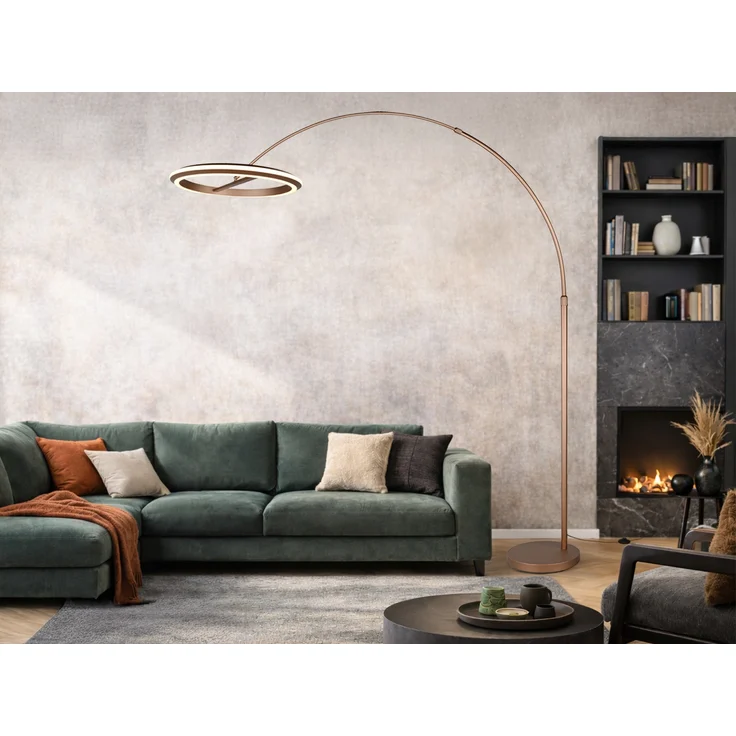 Große LED Bogenlampe AMADOR dimmbar aus Metall Coffee, Höhe 205cm – Bild 5