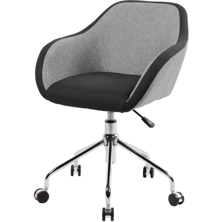 Dmora - Stuhl mit Rädern Mandurah, Arbeitsbürosessel, ergonomischer Bürositz, 56x58h77/84 cm, Grau und Schwarz