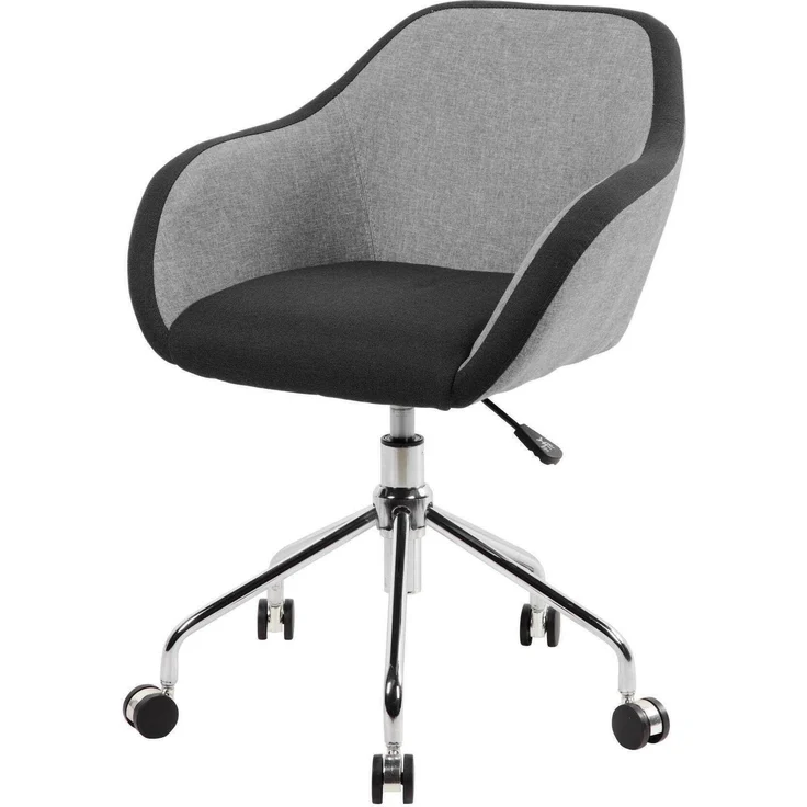 Dmora - Stuhl mit Rädern Mandurah, Arbeitsbürosessel, ergonomischer Bürositz, 56x58h77/84 cm, Grau und Schwarz – Bild 1