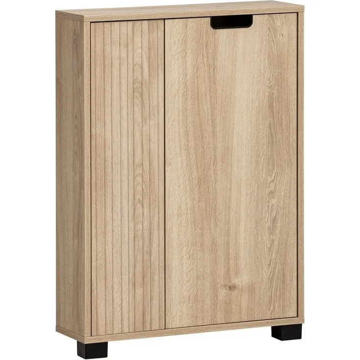 Schildmeyer Highboard Emmik 159448, weiß Eiche Dekor/gestreift, 59,8 x 19,5 x 85,2 cm