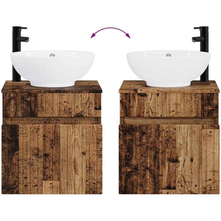 vidaXL Badezimmerschrank-Set 3 stk. Altholz 157 x 44,5 x 80 cm 3405765 – Bild 10