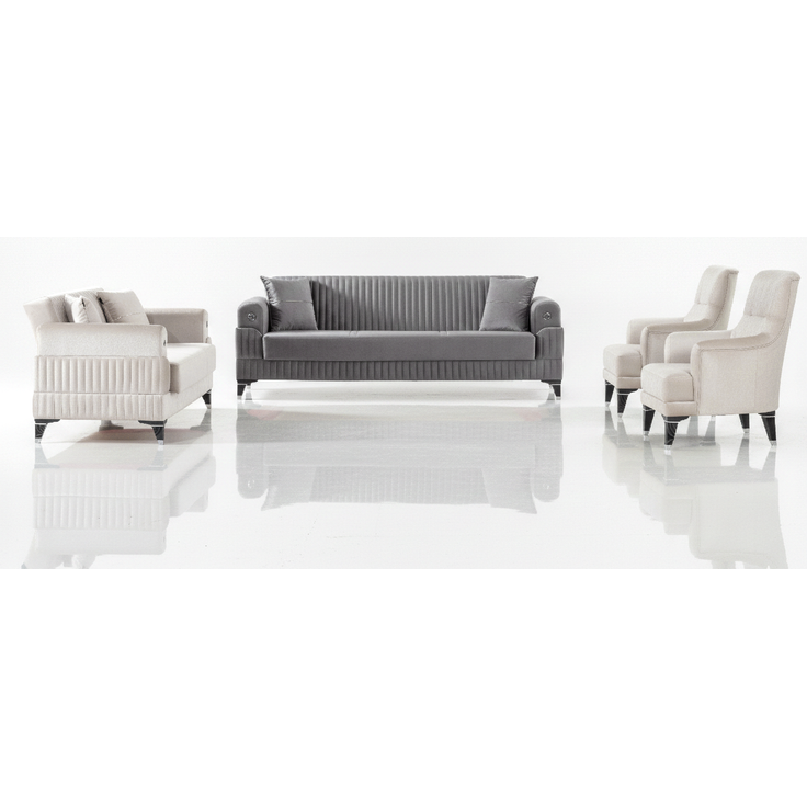 Sitzgruppe/Sofa Set - Wohnzimmergarnitur "Magnessia" 3+3+1-Beige
