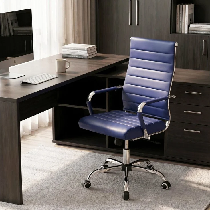 UEV Stuhl Schreibtischstuhl ergonomisch, Drehstuhl mit Rollen (Bis 150kg, Konferenzstühle, Büro-Gästestuhl), Höhenverstellbar,Wippfunktion,Metallrahmen,Gepolstert Kunststoff – Bild 3