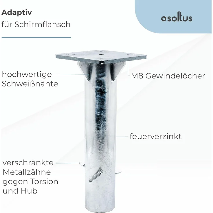 osoltus Einbetonier Bodenanker Bodenhülse für Ampelschirm verzinkt – Bild 4
