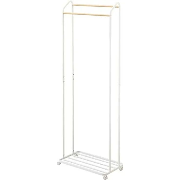 Yamazaki Garderobenständer "Tower", Kleiderständer auf Rollen, Garderobe, fahrbar, mit Ablage, 172cm hoch