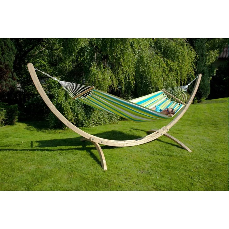MacaMex DoppelstabHängematte Caribe Grande Beach, Baumwolle, wetterfest, grün, 130 cm x 380 cm – Bild 7