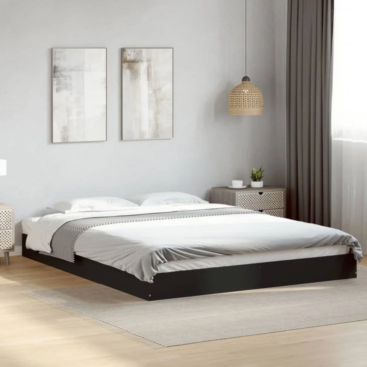 vidaXL Bettgestell Schwarz 150x200 cm Holzwerkstoff 842015 – Bild 4
