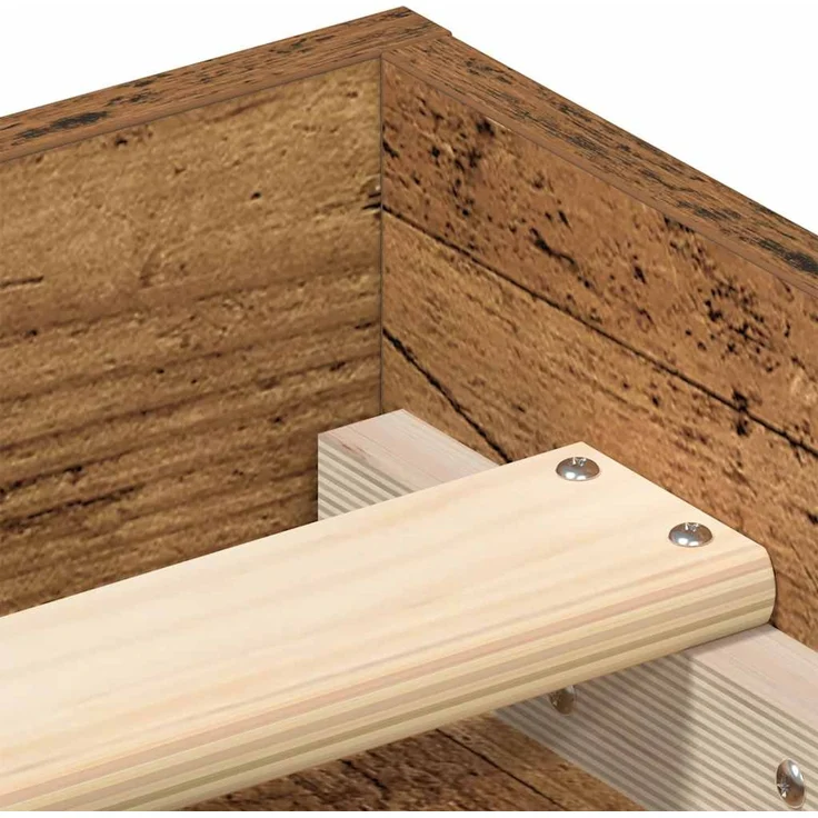 vidaXL Bettgestell ohne Matratze Altholz-Optik 135x190cm Holzwerkstoff 3329315 – Bild 8