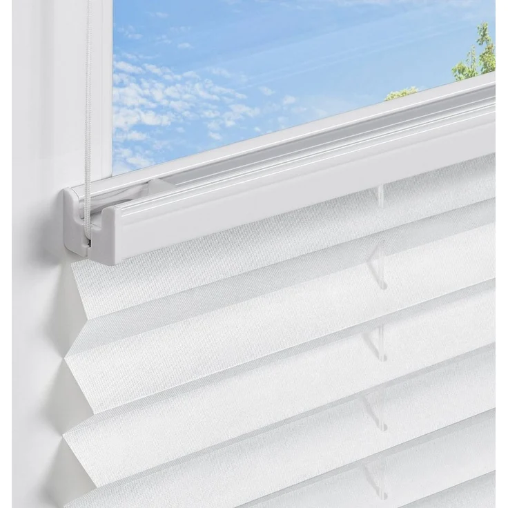jalousiescout Plissee Pure Premium 55x100 cm Weiß Klemmfix ohne Bohren, halbtransparent, ohne Bohren, verspannt, Klemmfix, Polyester-Stoff, blickdicht und lichtdurchlässig – Bild 3