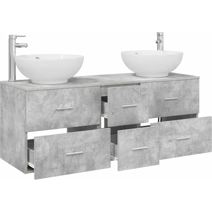 vidaXL Badezimmerschrank-Set 3 stk. Betongrau 129 x 44,5 x 80 cm 3405910 – Bild 3
