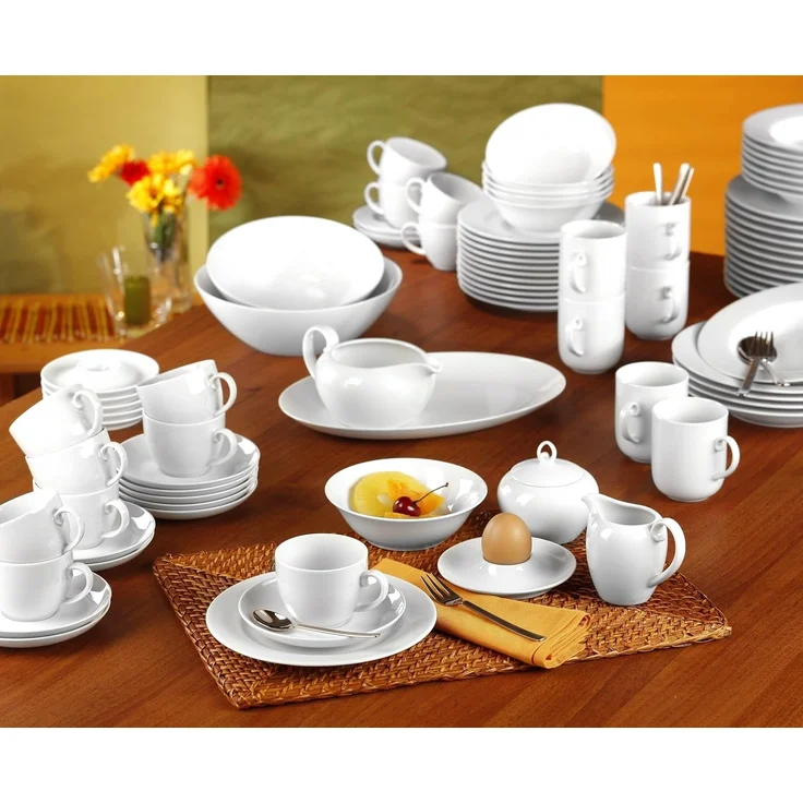 Seltmann Weiden Geschirr-Set Kaffeekanne 6 Personen Rondo weiss uni 7 von Seltmann Weiden, Porzellan – Bild 2