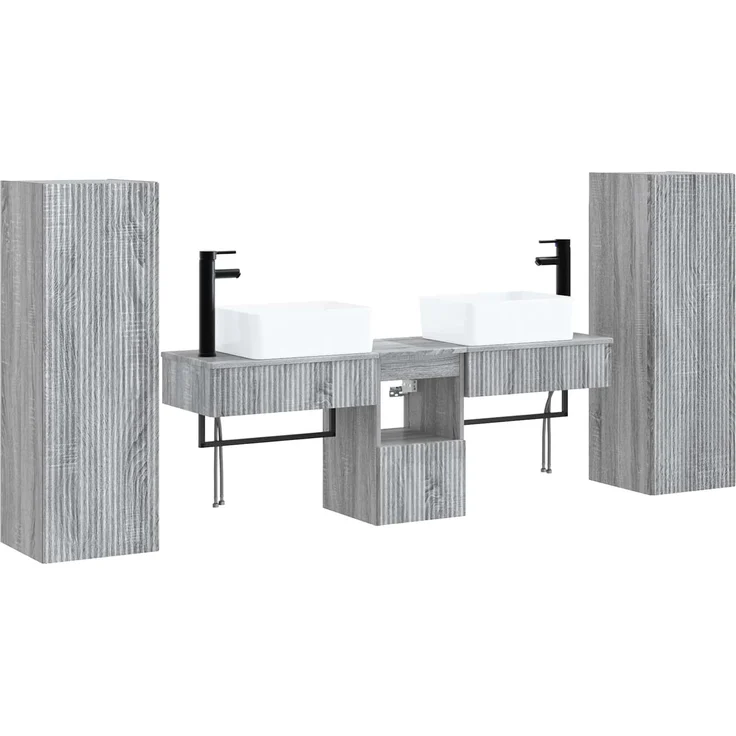 vidaXL Badezimmerschrank-Set 5 stk. Grau Sonoma 136 x 35 x 80 cm 3405979 – Bild 2