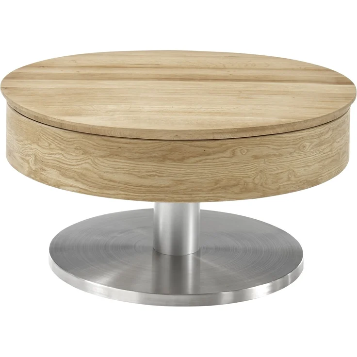 Couchtisch >SUVA< mit Stauraum, Asteiche furniert, Holzwerkstoff/ Metall - 40x79cm (HxD) – Bild 1