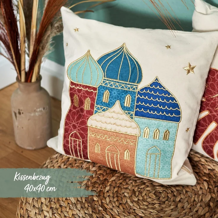PAPIERDRACHEN Kissenbezug Kissenbezug Ramadan-Dekoration - hochwertig Bestickt - versch. Motive, tolle Bestickung – Bild 2