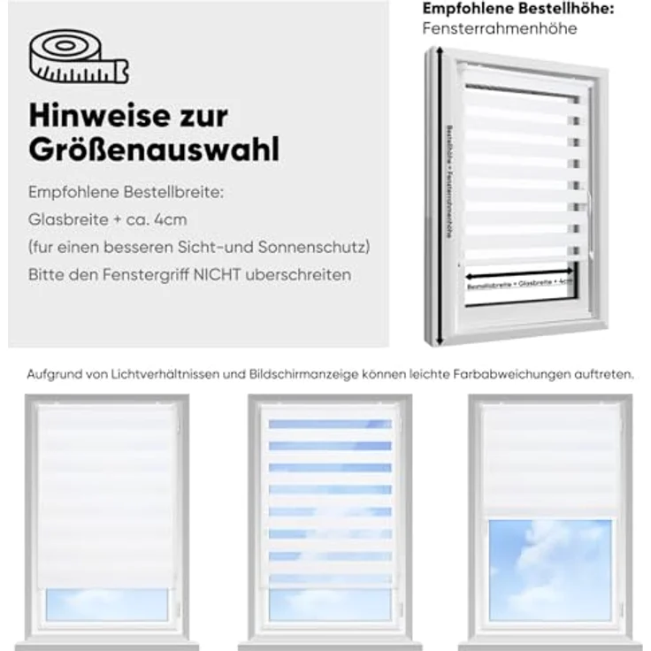 Sekey Doppelrollo Klemmfix ohne Bohren für Fenster, Doppelrollo 85 cm breit, Duo Rollo Jalousie Sonnenschutz, 85x130 cm, Weiß – Bild 6