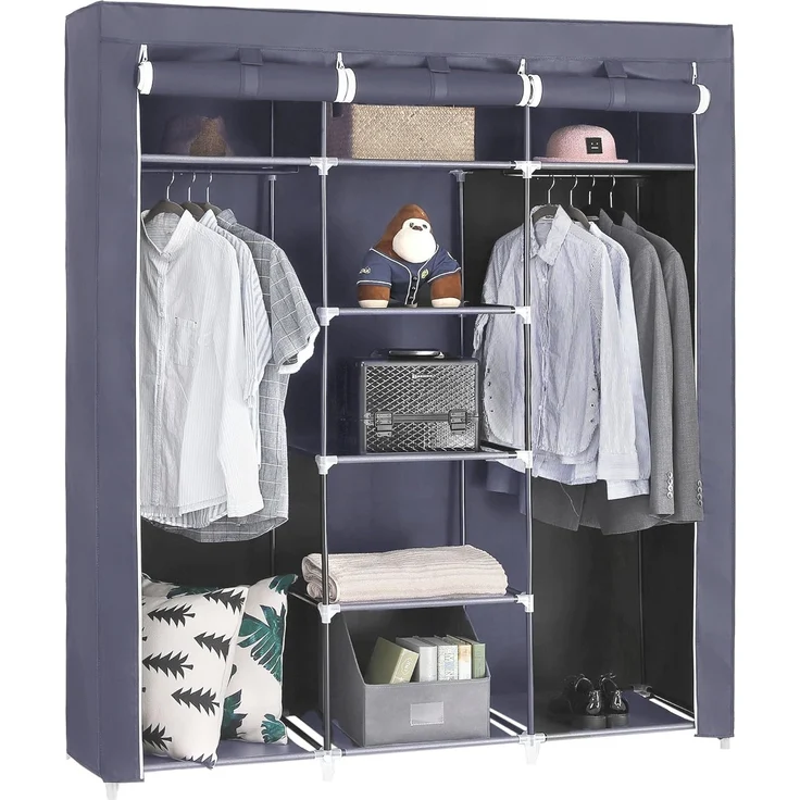 Songmics 'RYG12G' Stoffschrank mit 2 Kleiderstangen, grau,175 x 150 x 45 cm – Bild 2