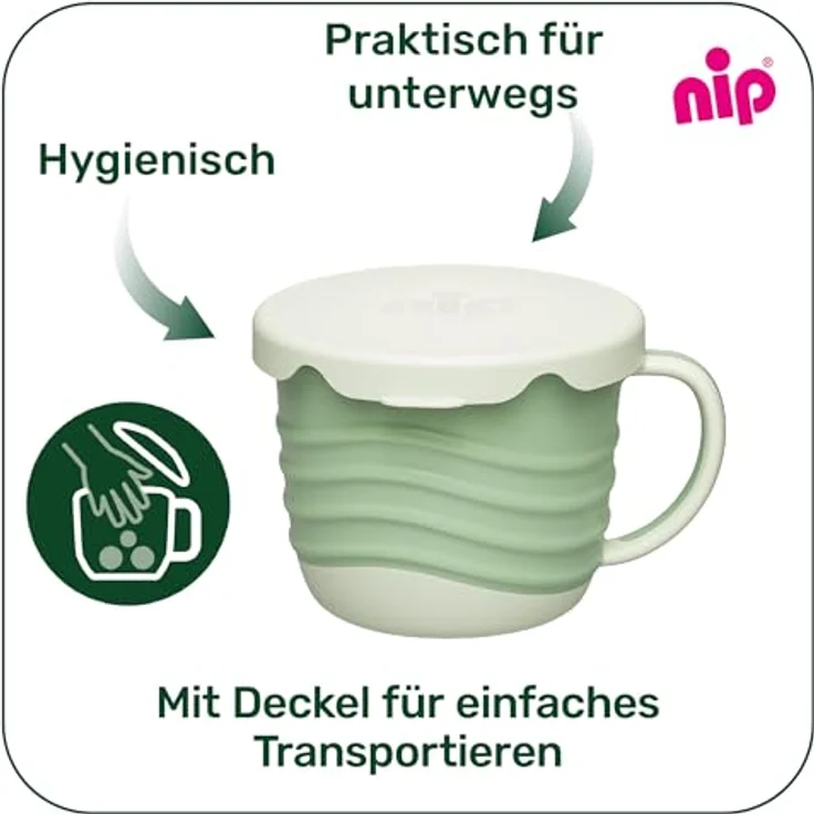 nip 2in1 Snackbox bruchfester Snackbecher & Trinkbecher für Babys 250ml | mit Deckel & Silikoneinsatz für Fingerfood & Snacks, Kindertasse ab 9 Monaten, geeignet für Spülmaschine und Mikrowelle, rosa – Bild 2