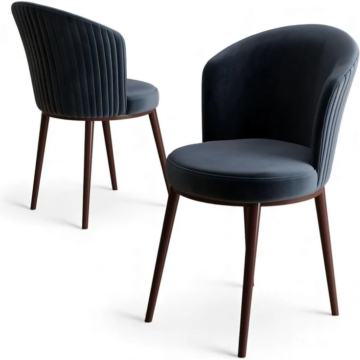 Modernes Stuhlset (4-teilig), Anthrazit & Braun, 45 x 87 x 41 cm | 100% Metallgestell, Rückenlehne aus Sperrholz, stilvoll & langlebig – Bild 1