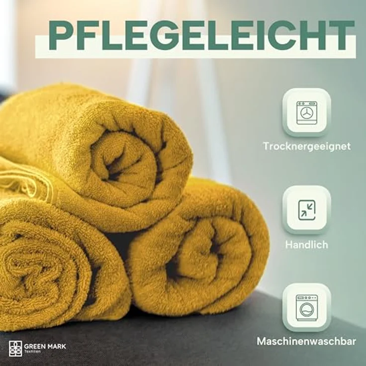 NatureMark 8er Spar-Pack Frottier Handtücher, Handtuch-Set, 50x100 cm, Gelb, 100% Baumwolle – Bild 8