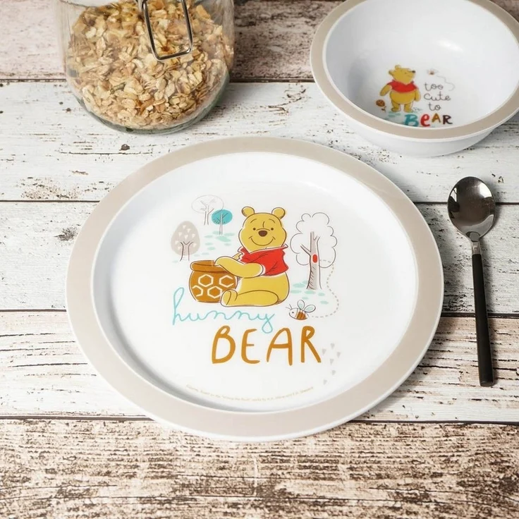 Geda Labels GmbH Frühstücksteller Winnie Pooh hunny Bear 2er Set, (2 St), Grau, 21,5 cm, spülmaschinengeeignet – Bild 2