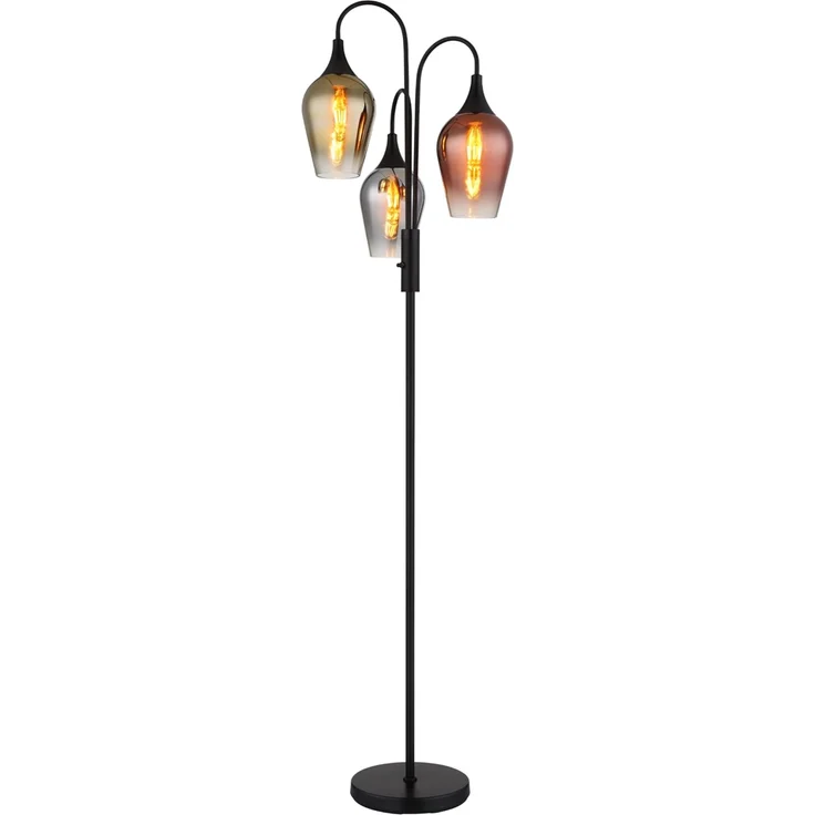 Stehleuchte, schwarz, Glas chrom gold kupfer, H 165 cm – Bild 2