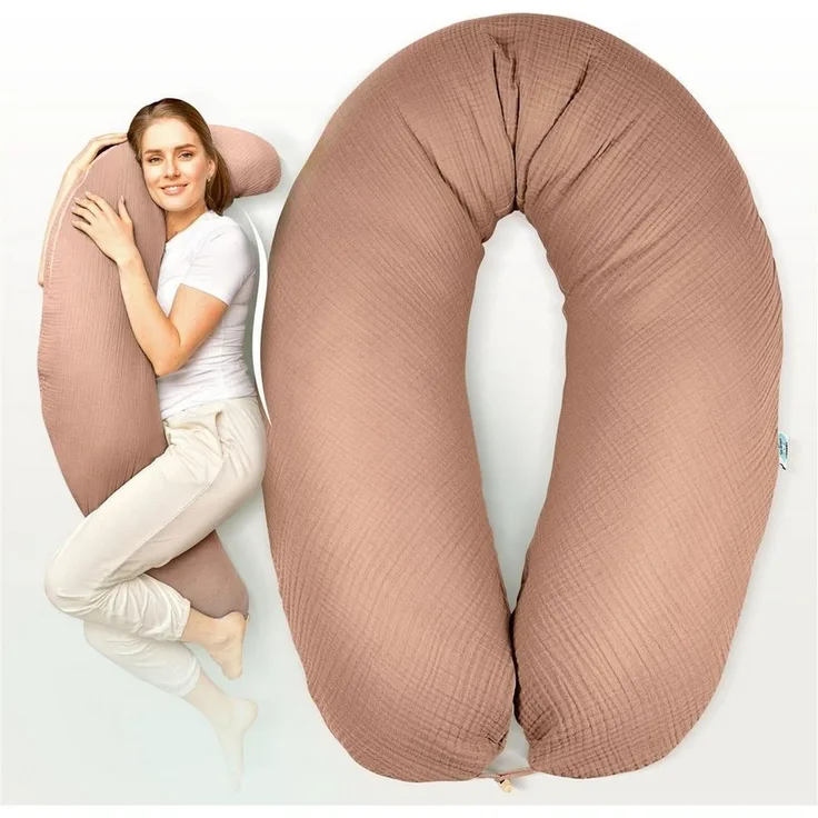 SEI Design Stillkissen Seitenschläferkissen XXL Babynest - Baby Erstausstattung Neugeborene, Schwangerschaftskissen mit Bezug, Schwangerschaftskissen mit Bezug, Bezug 100% Baumwolle