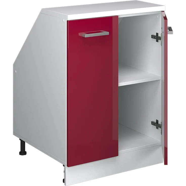 Küchenschrank für Dachschrägen R-Line Rot Hochglanz 60 cm mit 2 Türen, Schrankkorpus 60 cm Tiefe Vicco – Bild 3