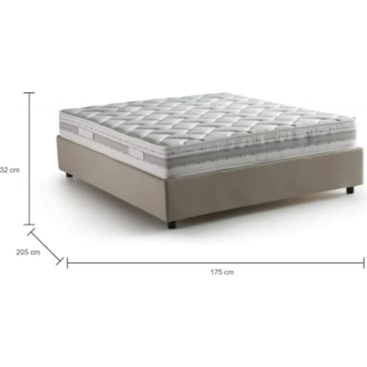 Talamo Italia - Dana Doppelbett, Bettkasten mit Stoffbezug, 100 % Made in Italy, Öffnung vorne, inklusive Matratze 160x190 cm, Taupe – Bild 2