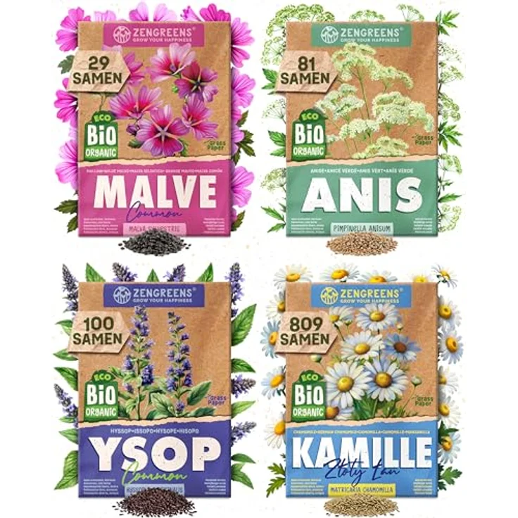 ZenGreens® - Bio Heil- und Teekräutersamen im 20er Set - 20 Heil- und Tee Kräuter Samen für den einfachen Anbau im Garten, Balkon oder Hochbeet - Pflanzensamen - Saatgut – Bild 15