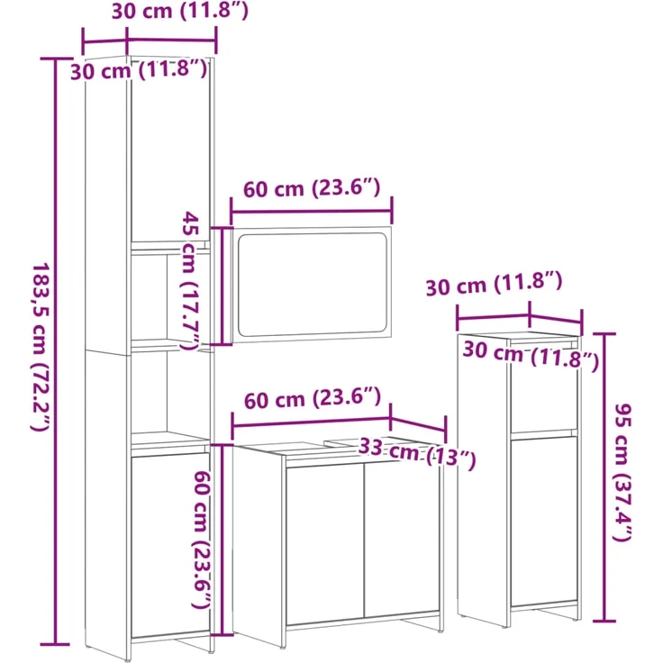 vidaXL 4-tlg. Badmöbel-Set Sonoma-Eiche Holzwerkstoff 3324969 – Bild 10