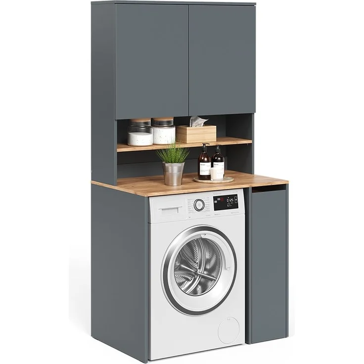 Waschmaschinenschrank Viktor Anthrazit/Goldkraft Eiche 93.6 x 88.2 cm 2 Teile mit Regal Vicco – Bild 5