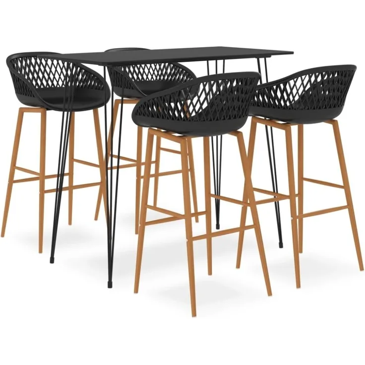 vidaXL 5-tlg. Bar-Set Schwarz [3057378]