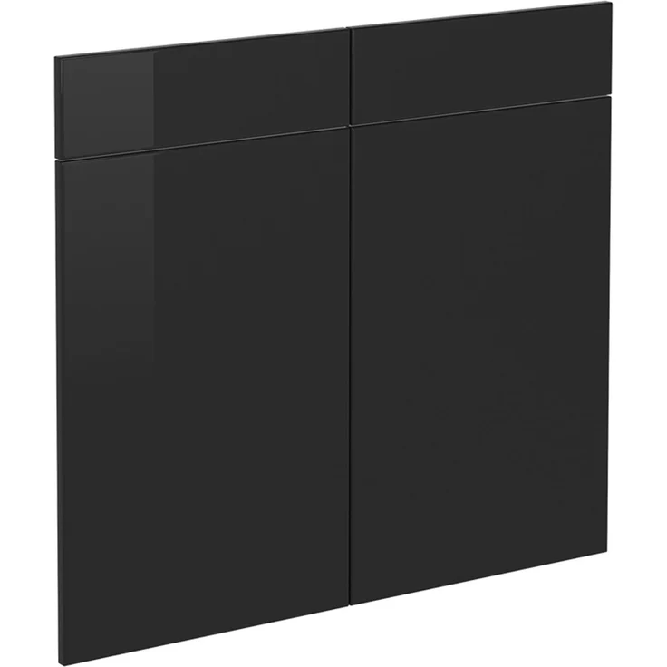 Küchenfront R-Line Schwarz Hochglanz 79.2 x 70.8 cm Möbelfront für den Schubladenunterschrank Vicco – Bild 1