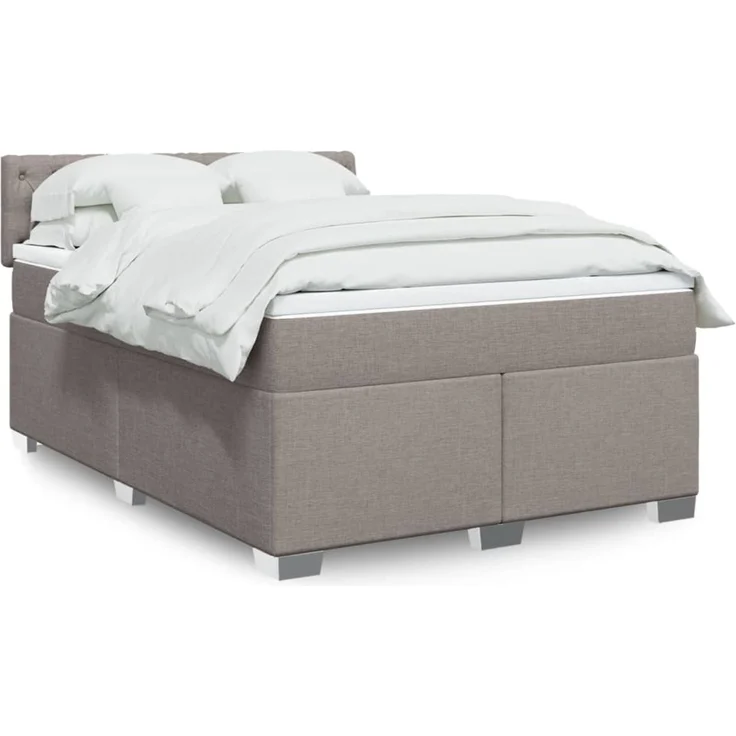 vidaXL Boxspringbett mit Matratze Taupe 140x200 cm Stoff 3285922 – Bild 1