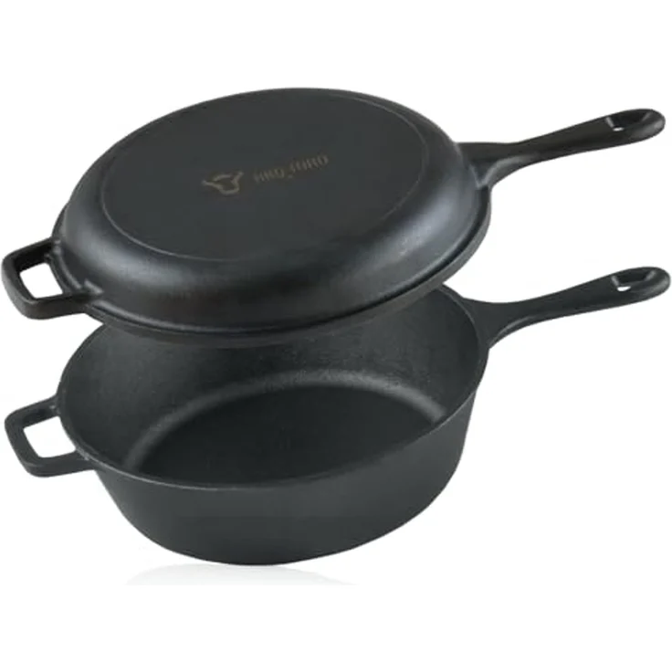 BBQ-Toro Kasserolle Gusseisen Topf mit Pfannendeckel, 5 Liter - schwarz, Gusseisenpfanne, Gusseisen – Bild 1