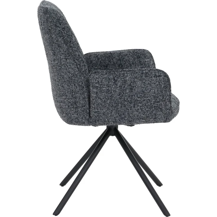 6er-Set Esszimmerstuhl HWC-G67, drehbar Auto-Position Metall Chenille (410g/m²) ~ Gestell schwarz, dunkelgrau – Bild 8