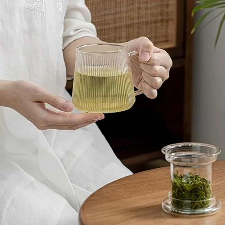 Goodwei Teeservice Teezubereiter aus Glas mit Filter und Deckel – Teetasse & Teekanne (1-tlg), 1 Personen, Borosilikatglas – Bild 2
