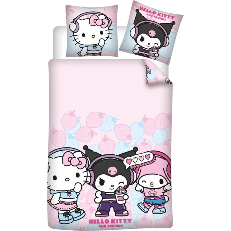 Hello Kitty Bettwäsche Set 140 × 200 cm mit Kissenbezug 65x65 cm