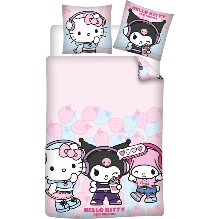 Hello Kitty Bettwäsche Set 140 × 200 cm mit Kissenbezug 65x65 cm – Bild 1